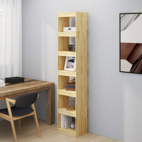 Book Cabinet Natural Pine Solid Pinewood Tall Book Cabi...