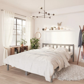 Bed Frame Grey Solid pine wood King Modern Bed Frame