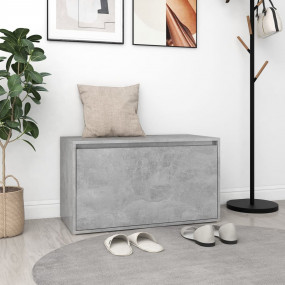 Bench Concrete Grey Engineered Wood Compact Entryway Be...