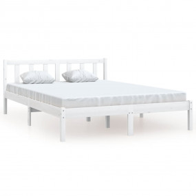 Bed Frame White Solid Pinewood Compatible with 63 x 79 ...