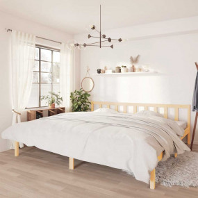Bed Frame Natural Pine Solid Pine Wood 78.7 x 78.7 in D...