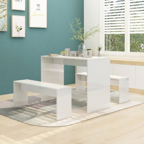 Dining Set High gloss white Engineered wood Standard Si...