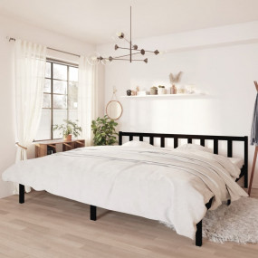 Bed Frame Black Solid pine wood 78.7 x 78.7 in Durable