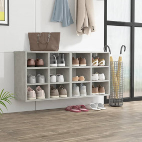 Shoe Cabinet Set of 2 Concrete Grey Engineered Wood 19....