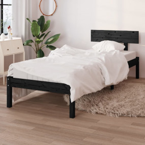 Bed Frame Black Solid pine wood Small Single Bed Frame