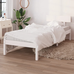 Bed Frame White Solid pinewood Twin Durable Bed Frame