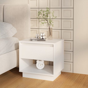 Bedside Cabinet White Engineered Wood 17.7 in x 13.4 in...