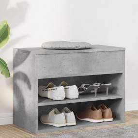 Shoe Bench Concrete Grey Engineered Wood Compact Shoe B...
