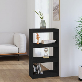 Book Cabinet Black Solid Pine Wood Medium Book Cabinet