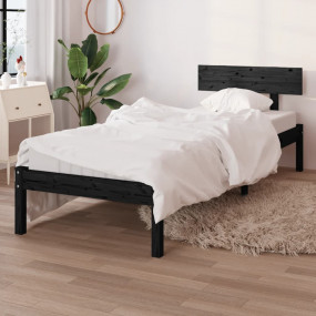 Bed Frame Black Solid pinewood Twin Durable Bed Frame