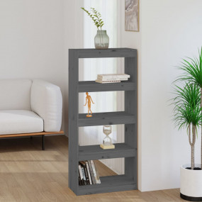 Book Cabinet Grey Solid pine wood Medium Book Cabinet