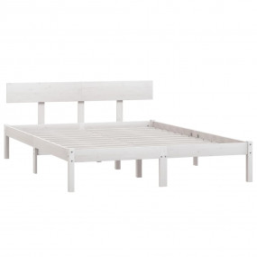 Bed Frame White Solid pinewood Small Double Durable Bed...