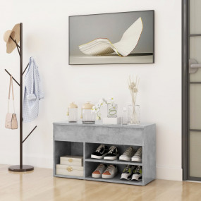 Shoe Bench Concrete Gray Engineered Wood Medium Shoe Be...
