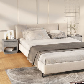 Bedside Cabinet Set of 2 Concrete Grey Engineered Wood