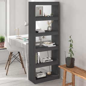 Book Cabinet Grey Solid Pine Wood Tall Book Cabinet Rec...