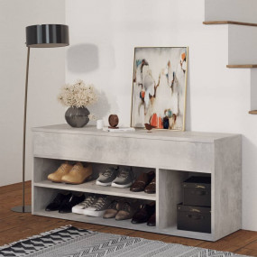 Shoe Bench Concrete Grey Engineered Wood Medium Shoe Be...