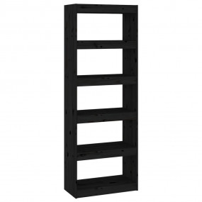 Book Cabinet Black Solid Pine Tall Modern Bookshelves