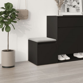 Box Drawer Black Engineered Wood Medium Box Drawer Squa...