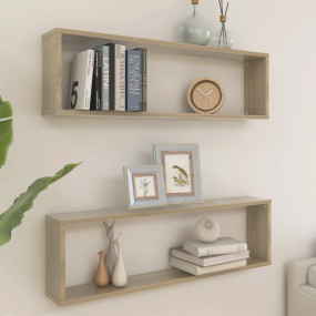 Wall Shelf Set of 2 Sonoma Oak Engineered wood 39.4x5.9...