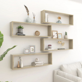 Wall Shelf Set of 4 Sonoma oak Engineered wood