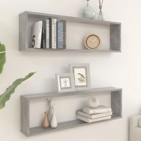 Wall Shelf Set of 2 Concrete grey Engineered wood
