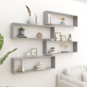 Wall Shelf Set of 4 Concrete Grey Engineered Wood