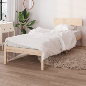 Bed Frame Natural Wood Solid Pine Wood Single Durable B...