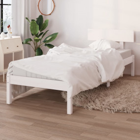 Bed Frame White Solid Pine Wood Twin Durable Bed Frame