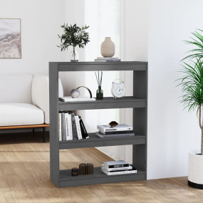 Book Cabinet Gray Solid Pine Wood Medium Book Cabinet