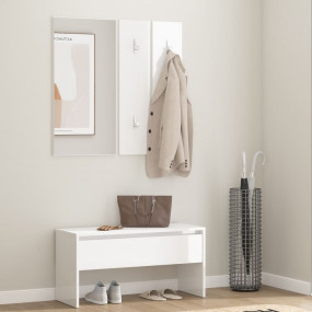 Hallway Furniture Set High gloss white Engineered wood,...