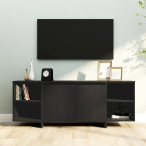 TV Cabinet Black Engineered Wood Large TV Cabinet Recta...