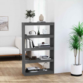 Book Cabinet Grey Solid pine wood Medium Book Cabinet