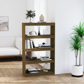 Book Cabinet Honey brown Solid pine wood Medium Book Ca...
