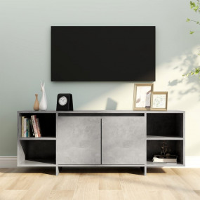 TV Cabinet Concrete Gray Engineered Wood Medium Shelvin...