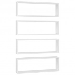 Wall Shelf Set of 4 White Engineered wood 31.5 x 5.9 x ...