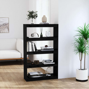 Book Cabinet Black Solid pinewood Medium Book Cabinet