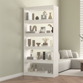 Book Cabinet White Solid Pine Wood Medium Book Cabinet