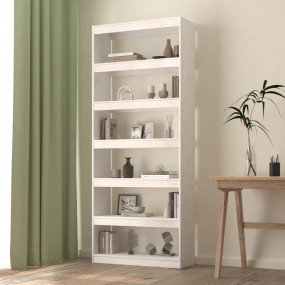 Book Cabinet White Solid pine wood Large Book Cabinet