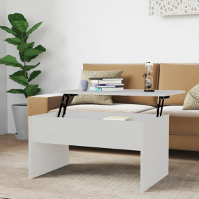 Coffee Table White Engineered wood Medium Height-Adjust...