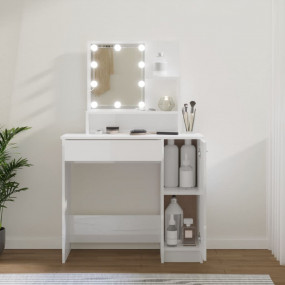 Dressing Table Glossy White Engineered wood, Acrylic Dr...