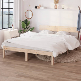 Bed Frame Pinewood natural Solid pinewood King Size Dur...