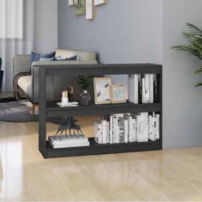 Book Cabinet Room Divider Grey Solid Pine Wood 39.4x11....