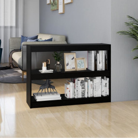 Book Cabinet Room Divider Black Solid pine wood