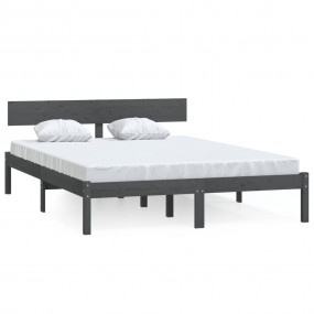 Bed Frame Grey Solid Pine Wood King Durable Bed Frame