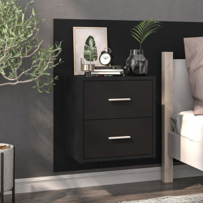 Wall-mounted Bedside Cabinet Black Engineered wood Stan...