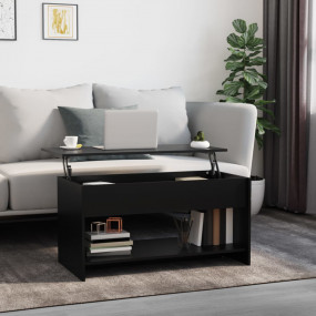 Coffee Table Black Engineered Wood Medium Coffee Table