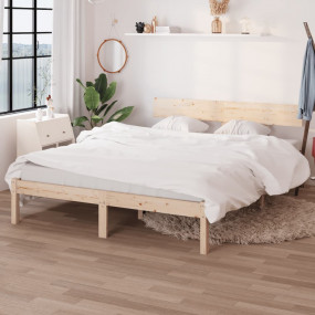 Bed Frame Natural Pine Solid pinewood Full Durable Bed ...