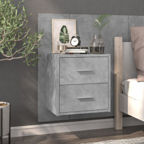 Wall-mounted Bedside Cabinet Concrete Gray Engineered W...