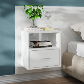 Wall-mounted Bedside Cabinet High gloss white Engineere...