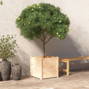 Garden Planter Natural Wood Solid Pinewood 19.7 in Dura...